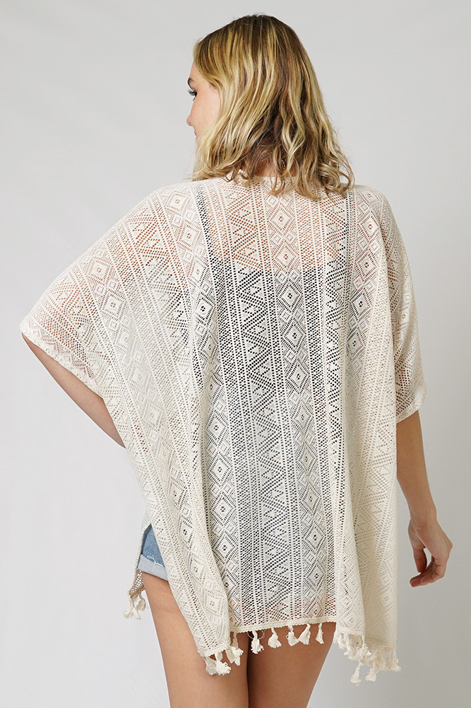 ETHNIC Pattern Lace Tassel KimonoEVT10561 HANA WHOLESALE