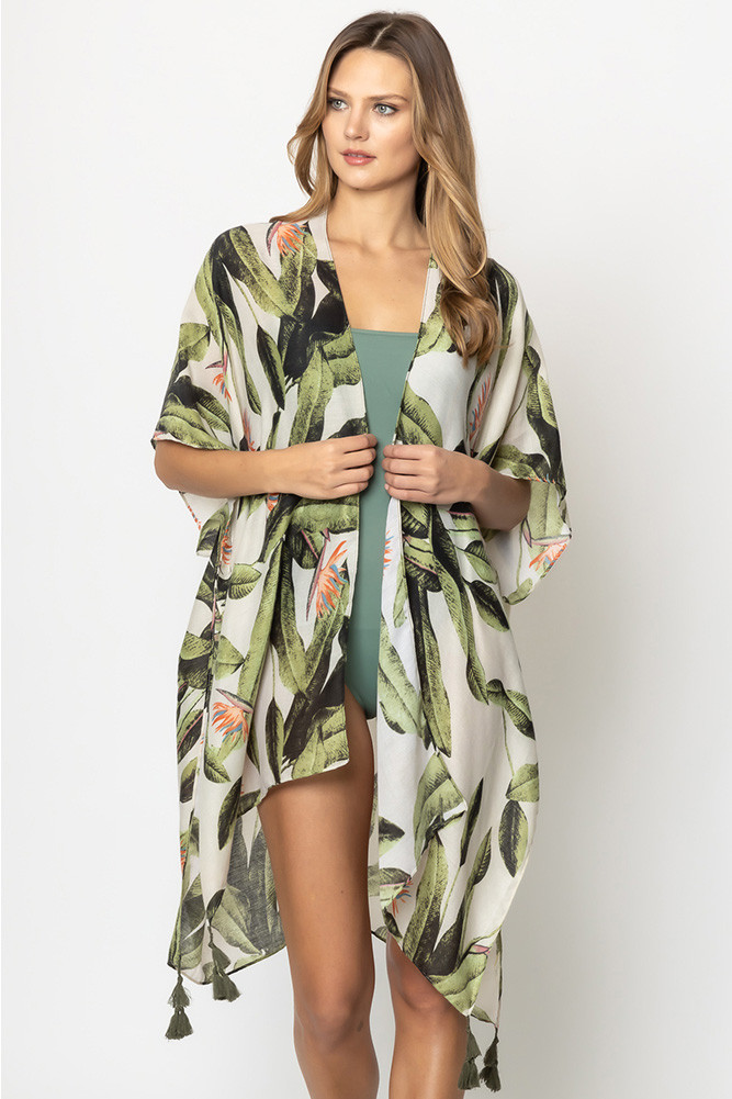 Malaga Kimono Palm Tree Print