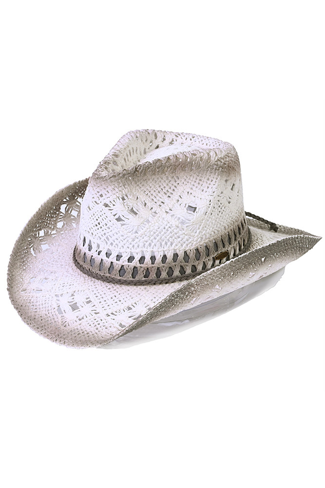 C.C Ombre Open Weave Cowboy Hat-CBC-07 - HANA WHOLESALE display picture 3