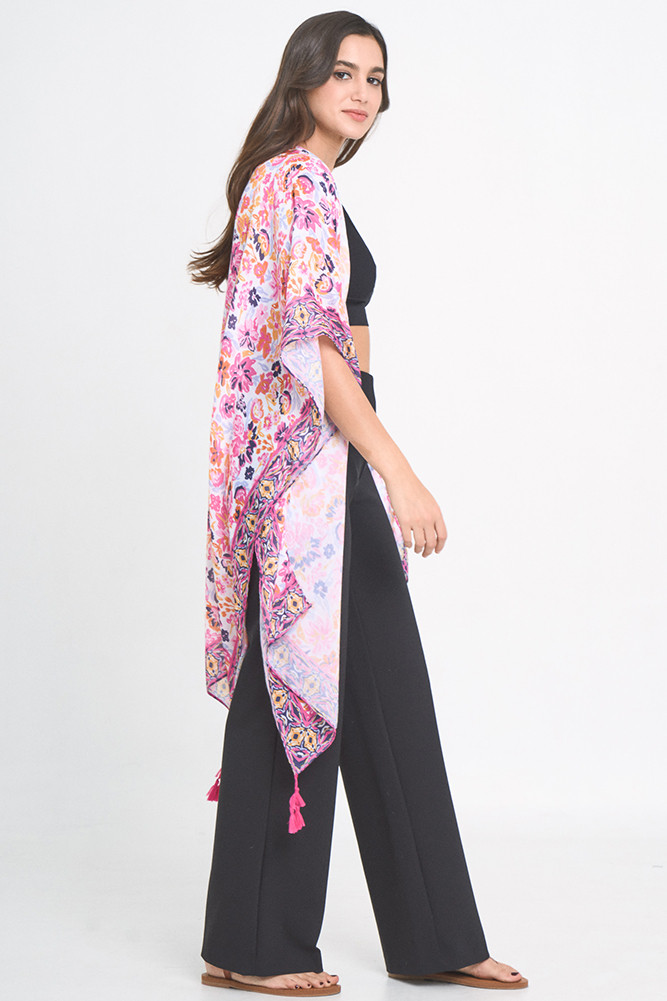 Floral Print Tassel KimonoWLK310370 HANA WHOLESALE