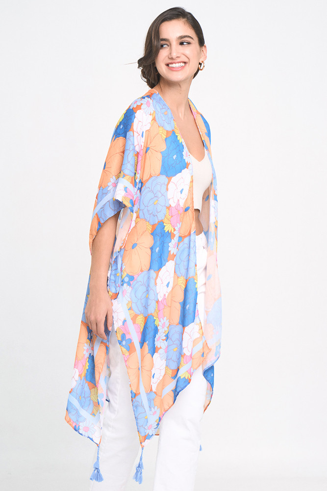 Floral Print Tassel KimonoWLK310372 HANA WHOLESALE