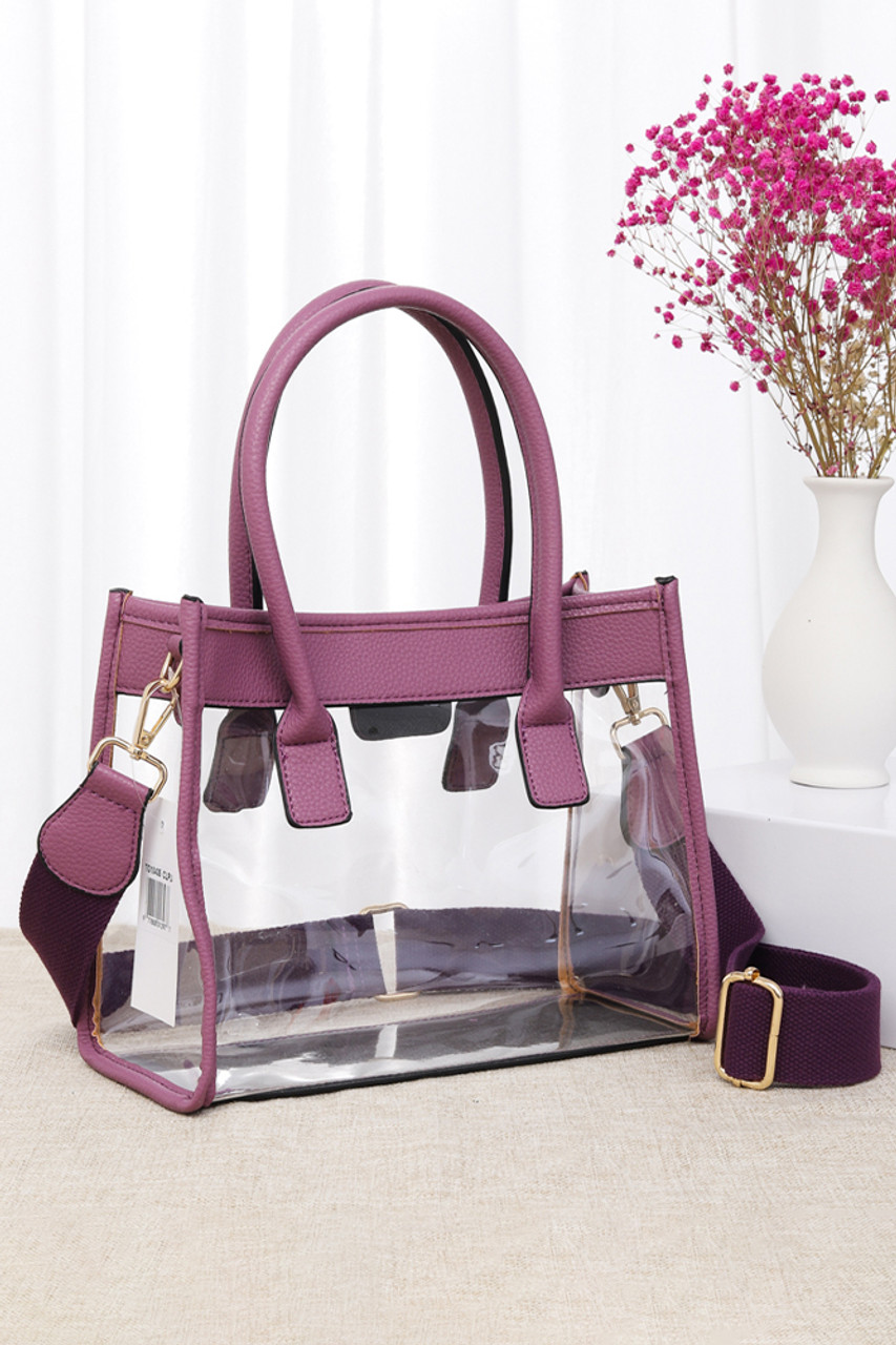 Color Trim Clear Hand Bag-TG10435CL - HANA WHOLESALE