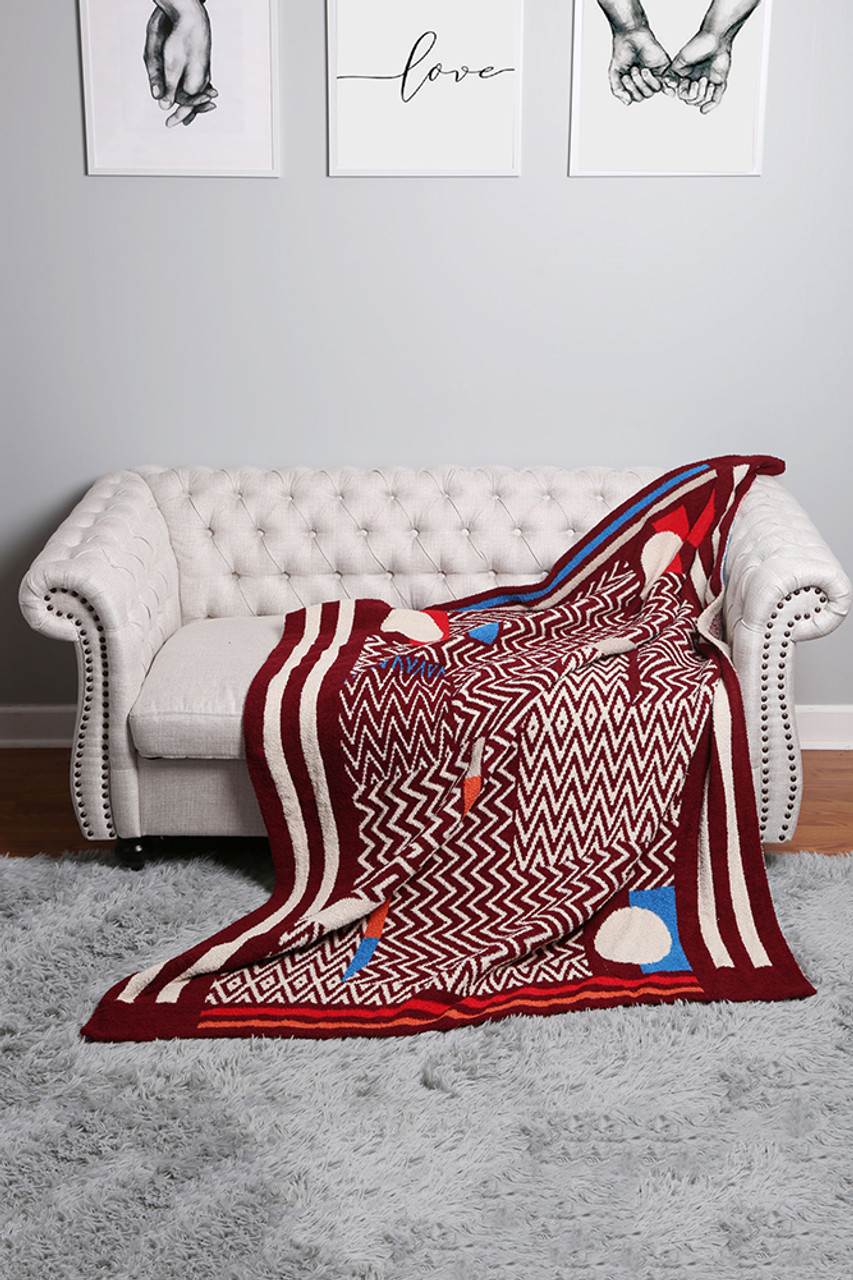 Luxury Geometric Shapes Throw BlanketJCL4302 HANA WHOLESALE
