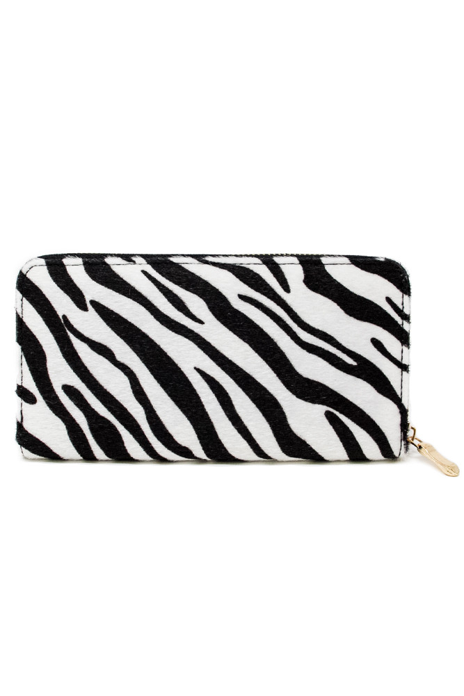 Zebra Print Faux Fur Wallet-LOA154 - HANA WHOLESALE