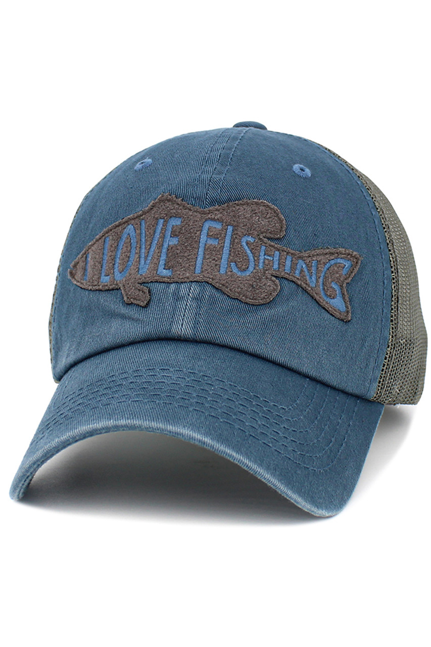 I LOVE FISHING Mesh Back Baseball Cap-KBVT-258 - HANA WHOLESALE