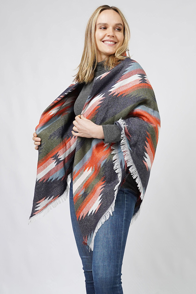 Western Jacquard Blanket Shawl-ESW10441 - HANA WHOLESALE