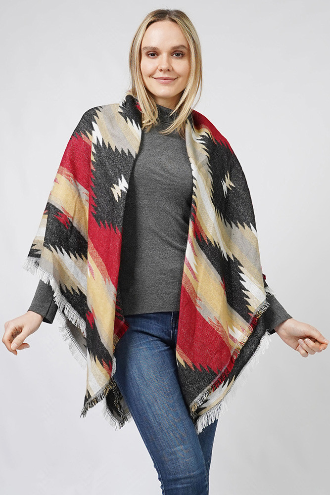 Western Jacquard Blanket Shawl-ESW10441 - HANA WHOLESALE