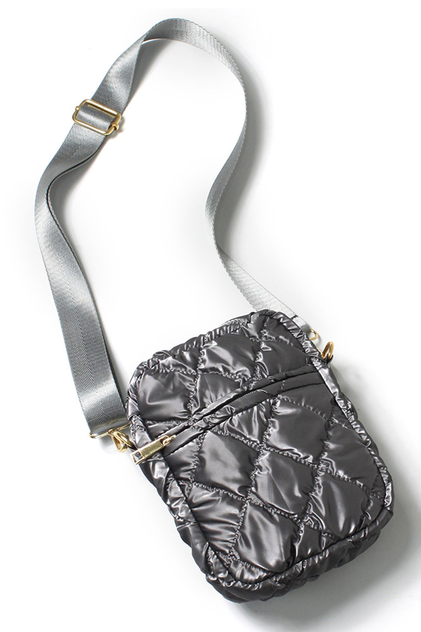 Quilted Shiny Puffer Tote Bag-LOA395 - HANA WHOLESALE