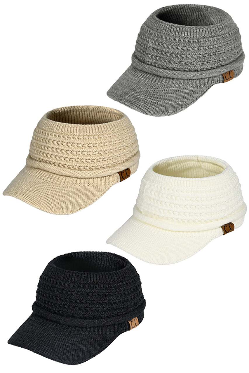 C.C Knitted Visor-KBR0080 - HANA WHOLESALE