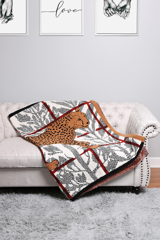 Animal Print Throw Blanket-JCL4301 - HANA WHOLESALE