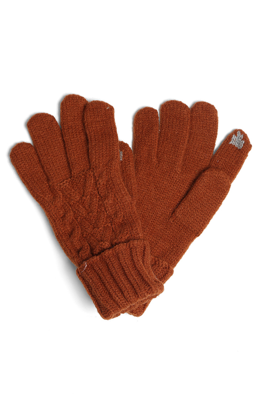 Solid Cable Knit Gloves with Flip Cuff-JG908B (12 pairs