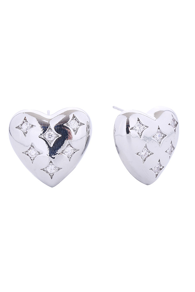 14K Puffy Heart Post Earrings-SJE310651 - HANA WHOLESALE