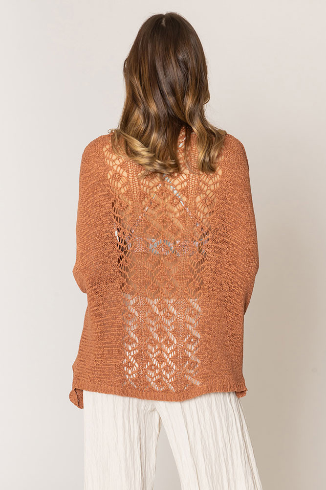 Lace Back Crochet Cardigan-CLC410058 - HANA WHOLESALE