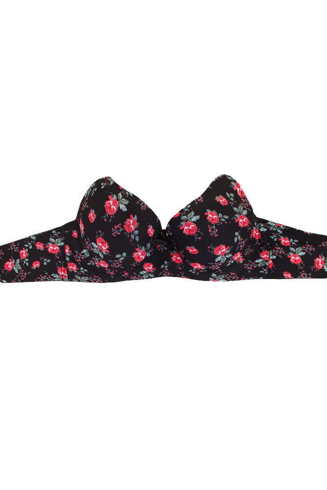 6pcs Rose Pattern Print D Cup Bra-6693D (6pcs) - HANA WHOLESALE