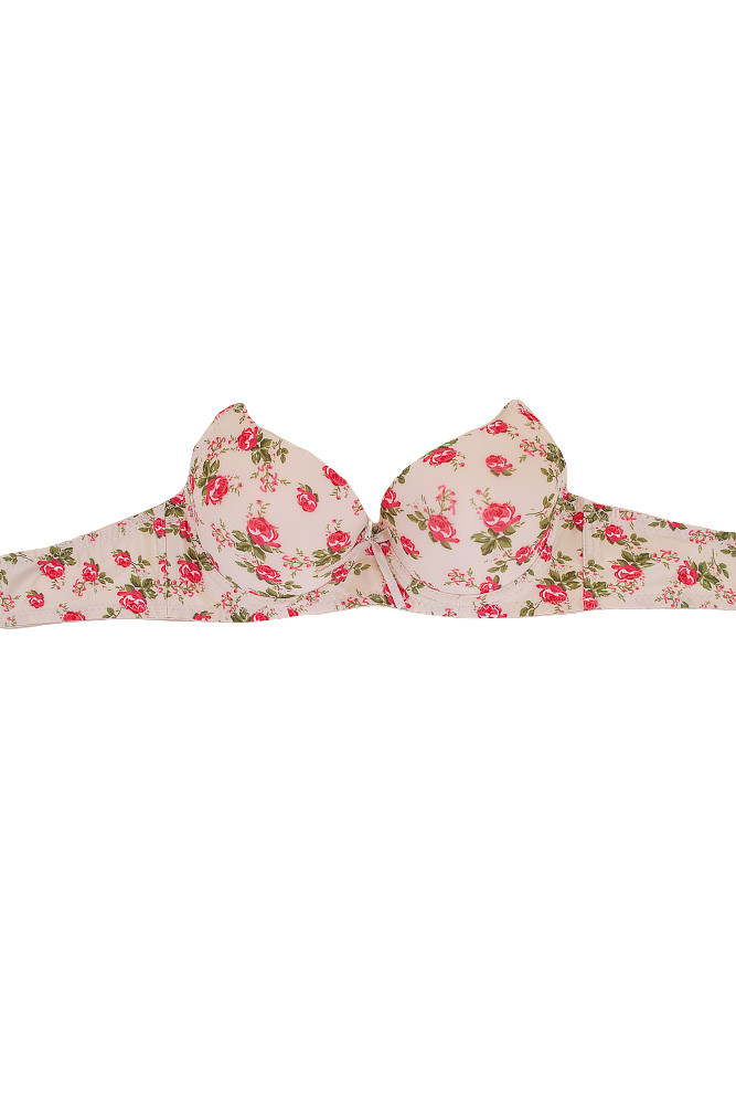 6pcs Rose Pattern Print D Cup Bra-6693D (6pcs) - HANA WHOLESALE