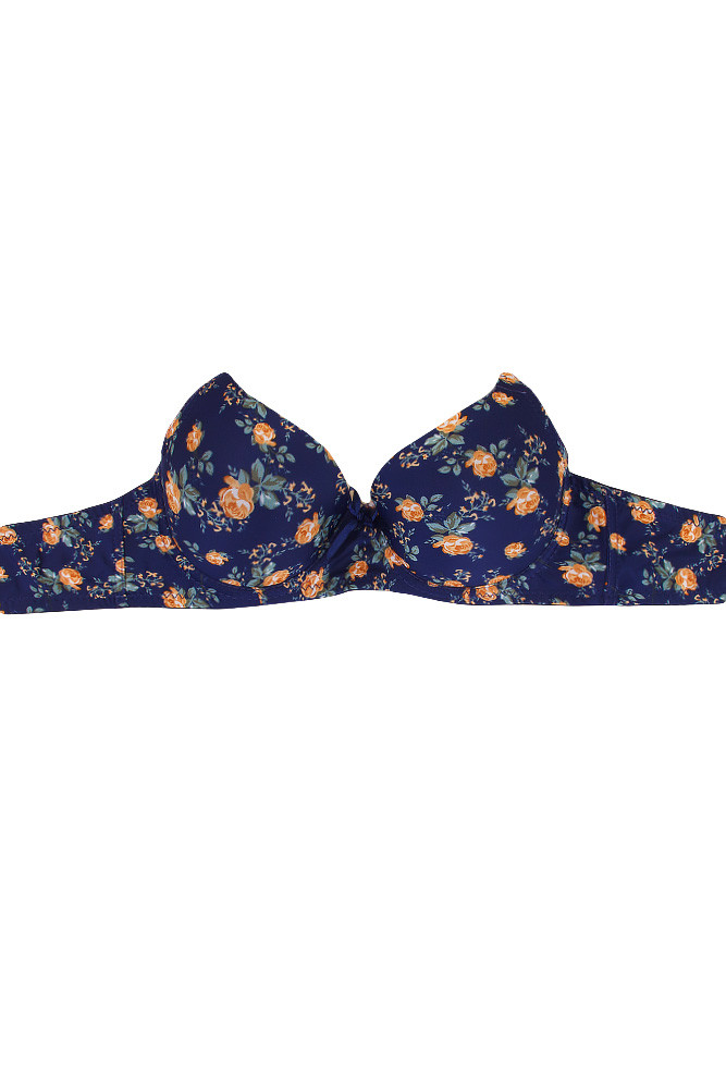 6pcs Rose Pattern Print D Cup Bra-6693D (6pcs) - HANA WHOLESALE