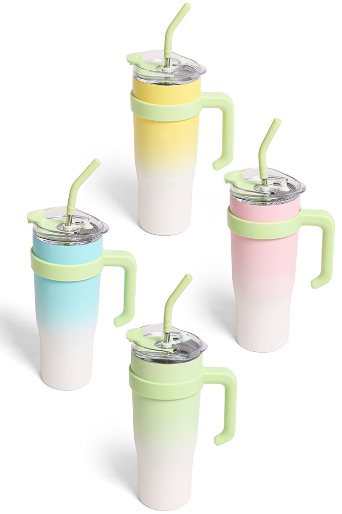 Color Gradient 40oz Handle Tumbler-TUM804 - HANA WHOLESALE