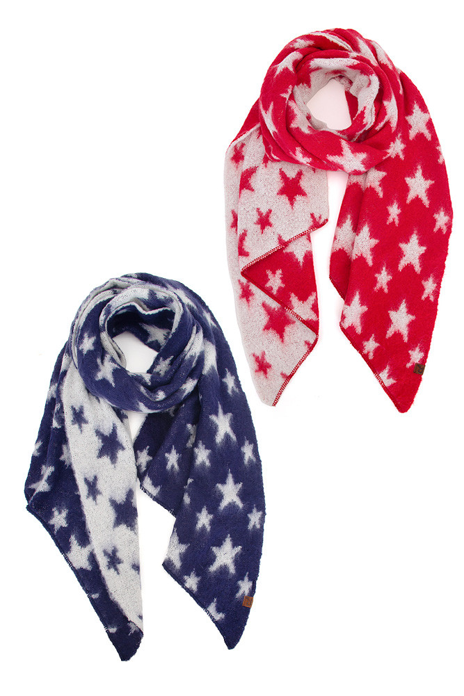 C.C American Flag Stars Bias Cut Brushed Scarf-SFC0120 - HANA