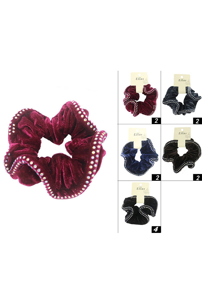 SCRUNCHIE IN BLACK VELVET WITH CRYSTAL CHAIN 369301