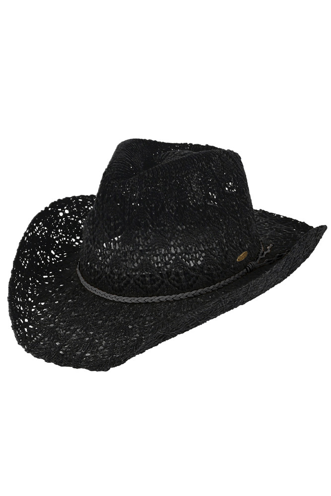 C.C Horseshoe Lace Knitting Cowboy Hat-CBC0136 - HANA WHOLESALE display picture 1