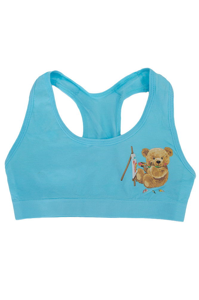 Girl's Teddy Bear Printing Graphic Training Bras-SLBG822TOP (12pc
