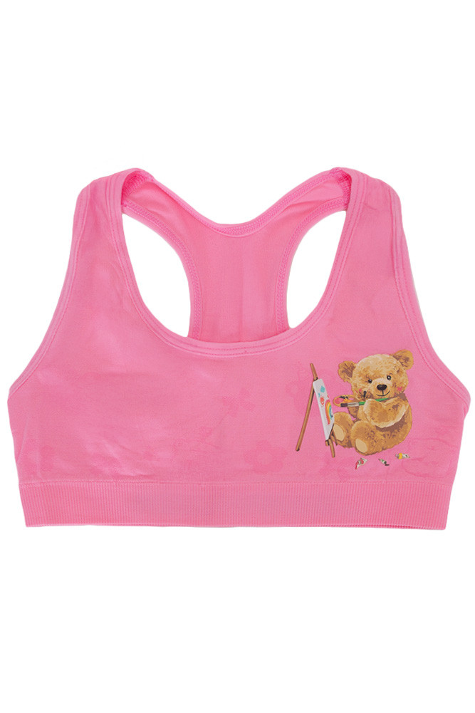Girl's Teddy Bear Printing Graphic Training Bras-SLBG822TOP (12pc