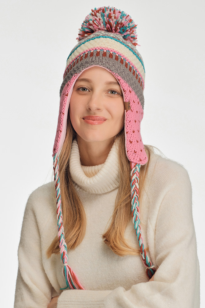 C.C Multi Pattern Braided Trapper Hat Winter Hat-TRE0047 - HANA