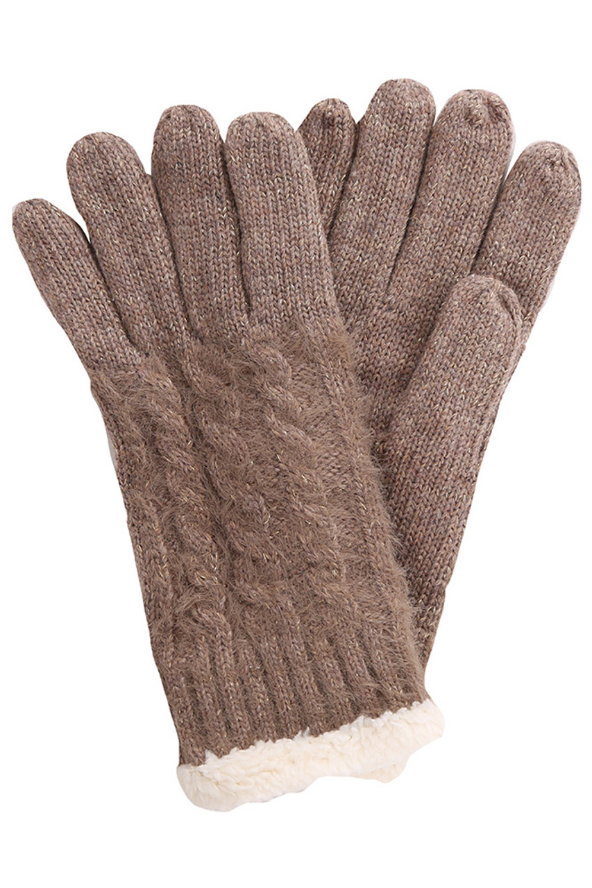 12pcs Solid with Lurex Cable Knit Winter Gloves-JG827