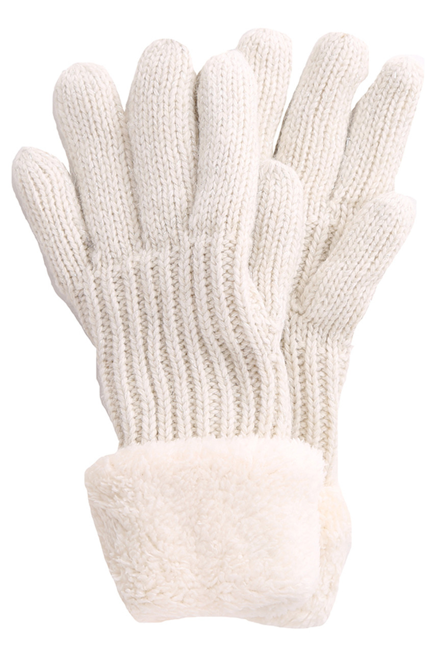 12pcs Fleece Cuffs Lurex Knit Winter Gloves-JG826 (12pairs