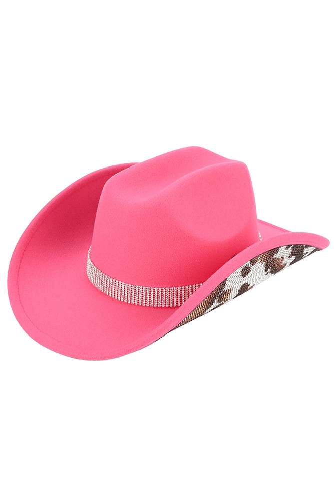 C.C Cow Pattern Rhinestone Vegan Felt Cowboy Hat-VCC0083  display picture 3