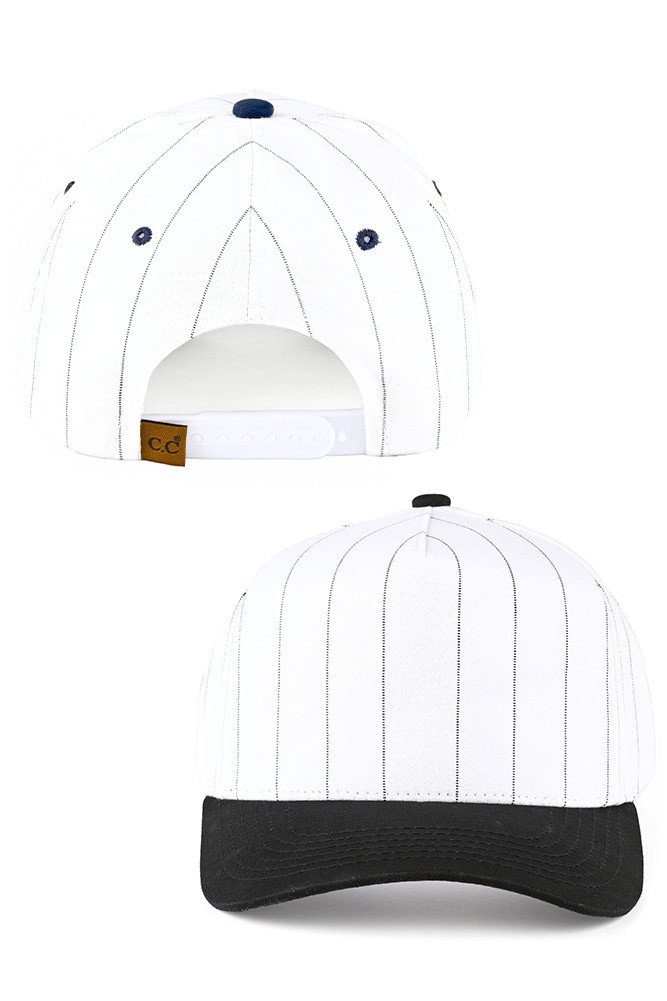 C.C Pinstripe Pain Two Tone Trucker Cap-TCM1002 - HANA WHOLESALE