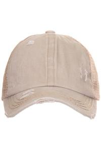 CC distressed ponytail messy bun cap