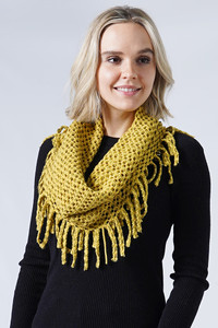 Two Tone Tube Scarf with Fringe
