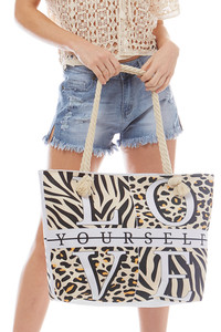 Love Yourself Animal Print Beach Bag-LOA256