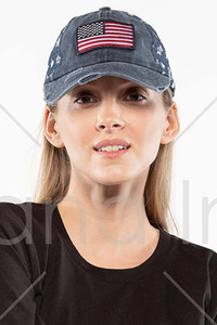 C.C American Flag Baseball Cap-BA-920-NAVY