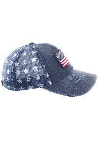 C.C American Flag Baseball Cap-BA-920-NAVY