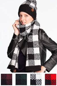 CC Buffalo Check Jacquard Knit Scarf-SF-7000