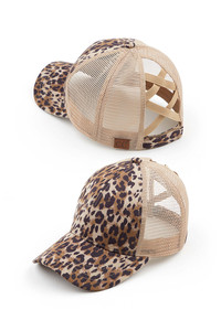 C.C LEOPARD PONYTAIL BASEBALL CAP-BT-777
