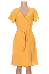 SOLID ONE PIECE DRESS-D00006-MUSTARD (6pc)