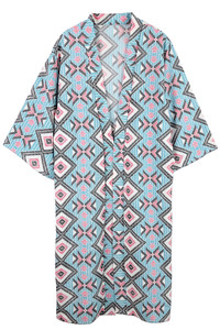 GEOMETRIC PATTERN KIMONO-BLK110048-BLUE