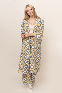 GEOMETRIC PATTERN KIMONO-BLK110048-YELLOW