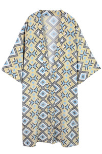 GEOMETRIC PATTERN KIMONO-BLK110048-YELLOW