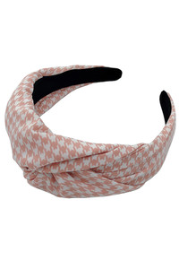 HOUNDSTOOTH KNOTTED HEADBAND-BHB110068-PINK