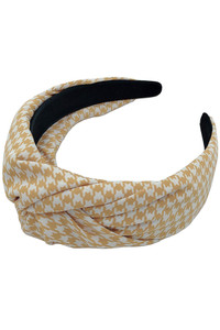 HOUNDSTOOTH KNOTTED HEADBAND-BHB110068-YELLOW