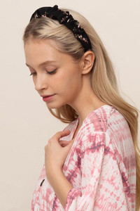 FLORAL HEADBAND-LCHB-584-BLACK