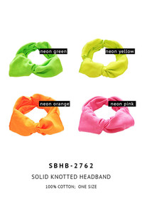 SOLID KNOTTED HEADBAND-SBHB-2762-NEON ORANGE
