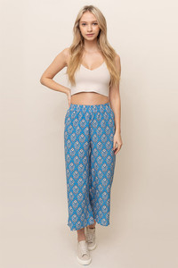 FLORAL PRINT PANTS-BLJ110073-BLUE