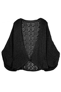 CROCHET CARDIGAN WITH LACE BACK-SKC-198-BLACK