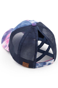 C.C TIE DYE CRISS-CROSS MESH PONYCAP-BT-924