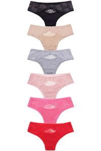 SOLID DUAL LACE PANTY-68790M (12PC)